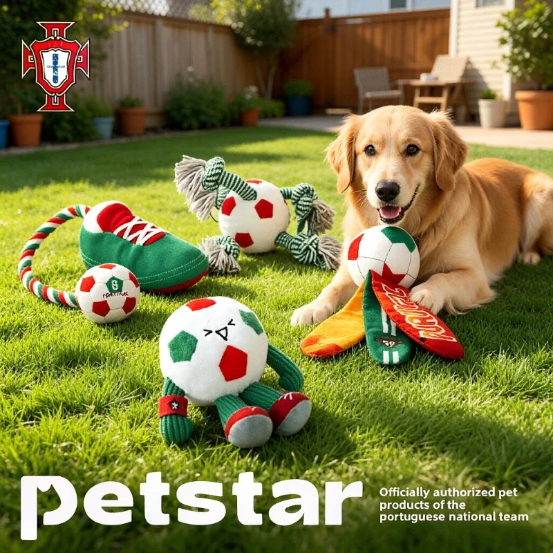 Portuguese Football Team Style Pet Toys Knot Cotton Rope Dogs Cats Chew Toys Bite Resistant Puppy Oral Cleaning Interactive Toy