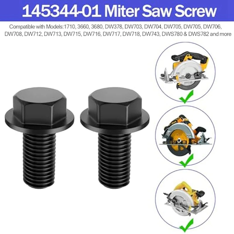 NEW-2Pcs 145344-01 Miter Saw Blade Bolt Replacement Clamp Bolt DW703 DW704 DW718 DW705 DW780 DW715 DW716