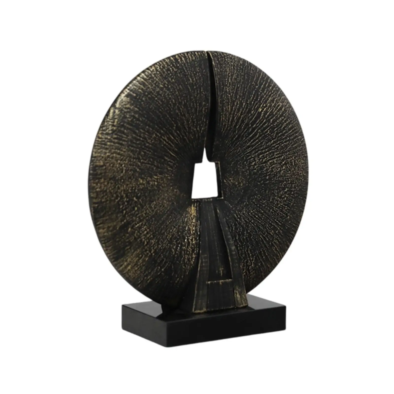Abstract Hollow Resin Sculpture Carved Surface Rectangular Base for Office Decor Bookshelf Entryway Contemporary Interior Accent