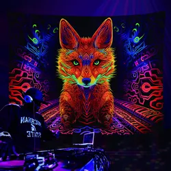 Fluorescent Tapestry, Psychedelic Mushroom Astrology, Fluorescent Tapestry, Mandala Tapestry, Bedroom, Living Room
