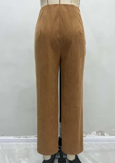 2025 جديد بلون سروال قصير عالي الخصر واسع الساق سراويل تقليدية للنساء مع شرائط الحفرة ، زر صالح بنطال ذو قصة أرجل مستقيمة #6