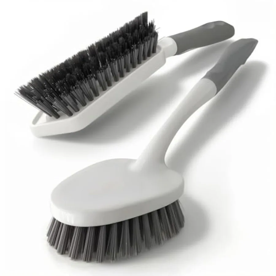 

Набор из 2 прочных щеток для чистки с жесткой щетиной, предназначенный для ванной комнаты, душа, ванны, ковров, пола, швов.