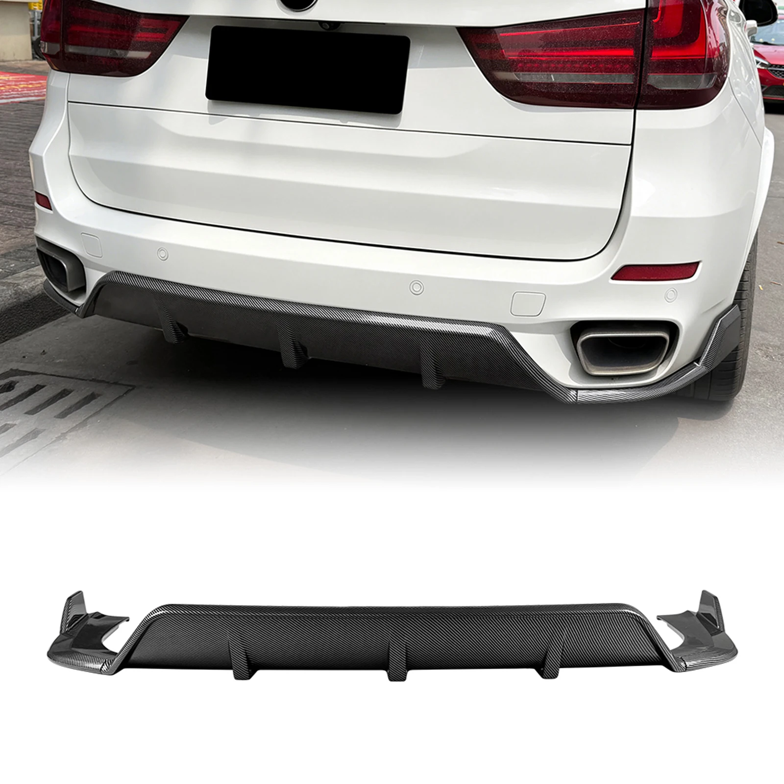 

For BMW X5 F15 M Sport 2014-2018 Rear Diffuser Apron Lip Guard Bumper Spoiler Exhaust Plate Splitter Lower Chin Guard Board