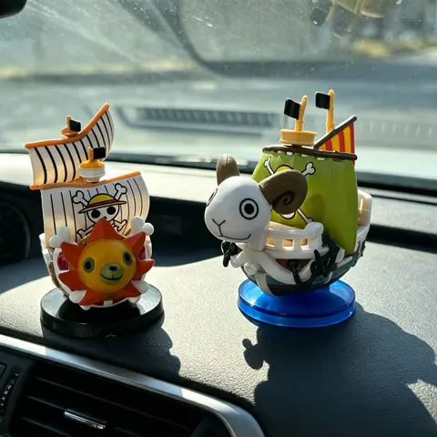 One Piece Thousand Sunny Going Merry Pirate Ship PVC Mini Boat Car Ornament Anime Desk Decor Collectible Model Gift