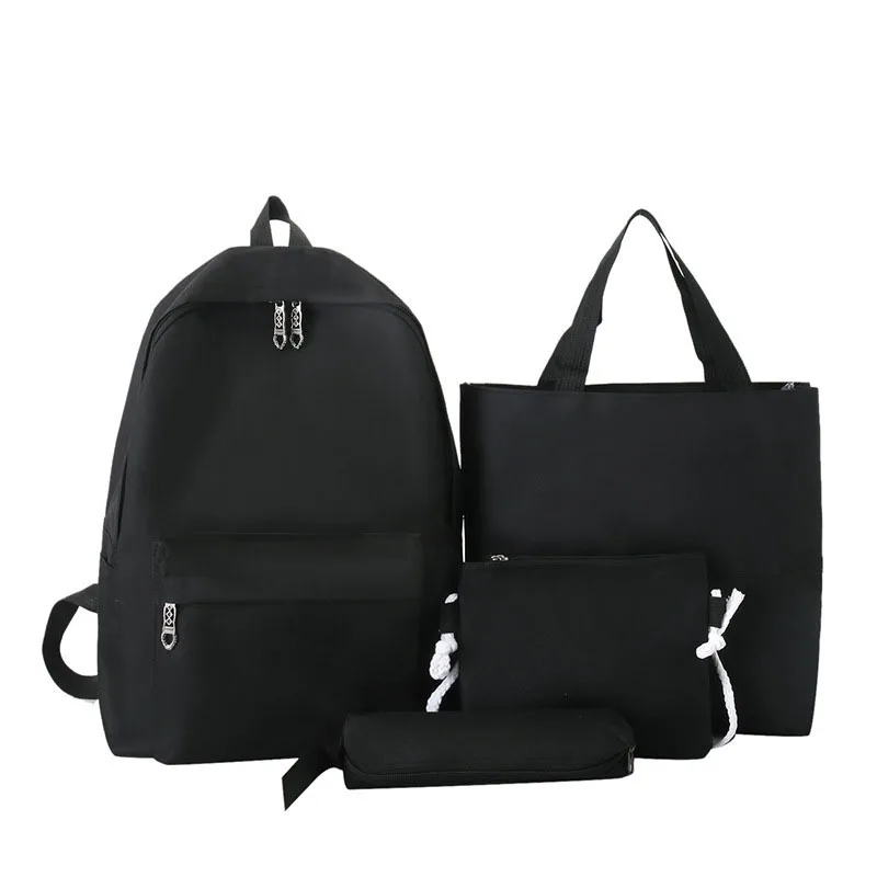 Four-Piece Stylish School Bag, Large Capacity Student Backpack Simple Casual Multifunctional Backpack