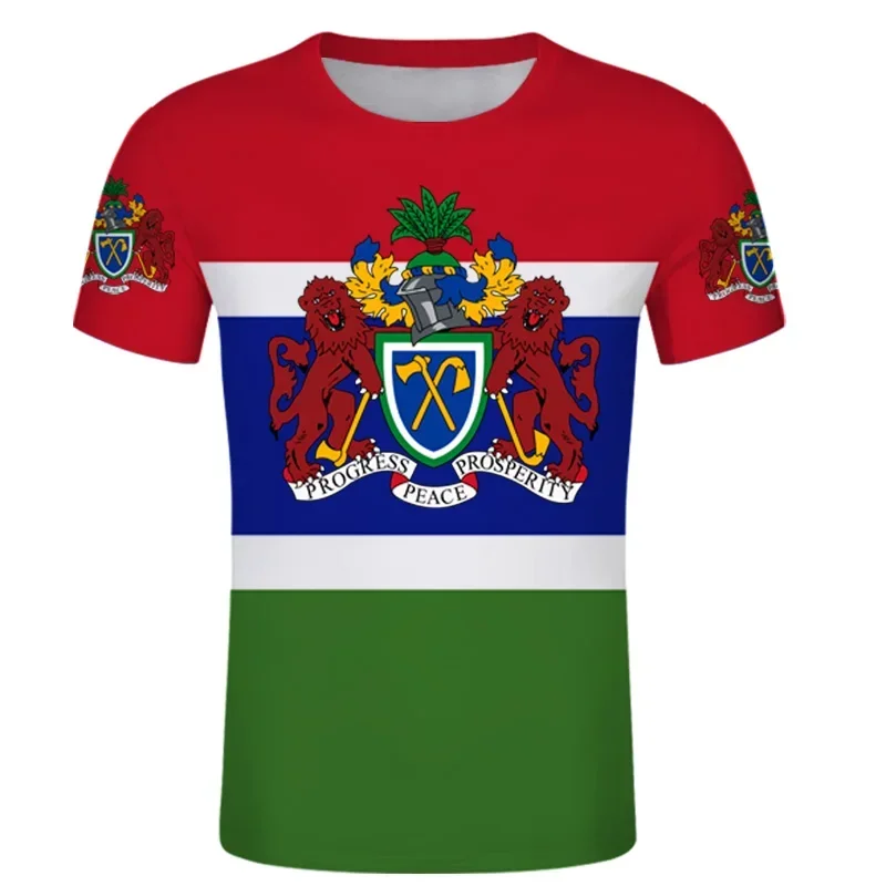 Новая футболка Гамбии, Мужская футболка, Мужская футболка с индивидуальным номером имени, Gmb, принт текста, округа, флага, команды, логотип, фото, одежда