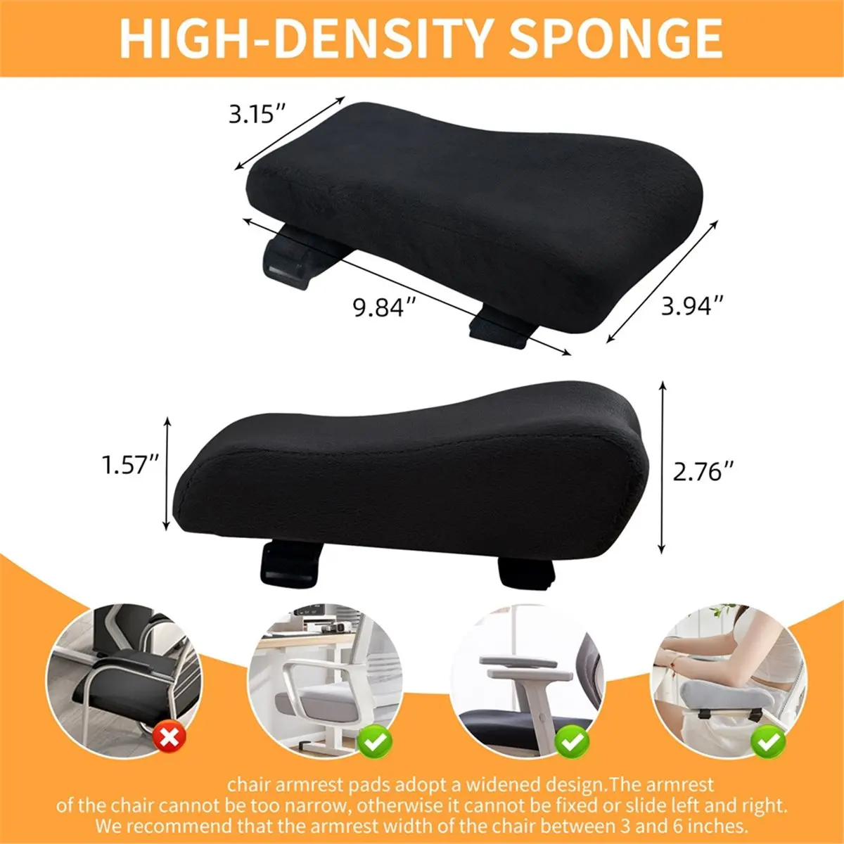 DT81 2pcs Chair Ergonomic Armrest Pads Elbow Pillow Pressure Relief Office Chair Gaming Chair Armrest with Memory Foam