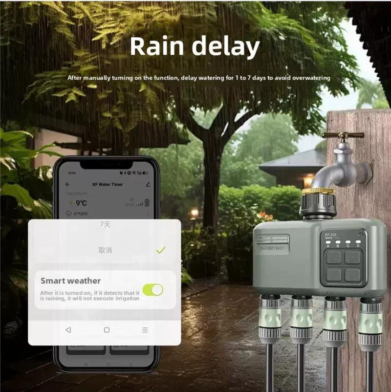 RF433 4‑Channel Remote Automatic Watering Irrigation Device, One‑Click Mobile Control, Independent Timing Watering System