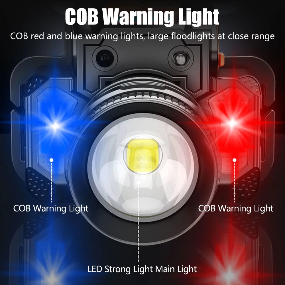 USB Rechageable Motion Sensor Headlight Strong Light white red blue Headlamp Portable Fishing Camping Outdoor Work Flashlight