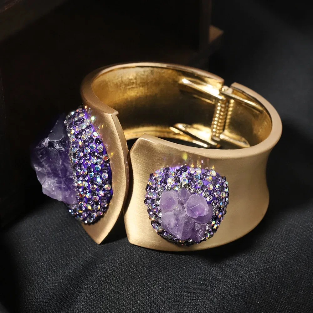 Amethyst Fresh Water Baroque Pearl Bracelet Bangle All-Match Heavy Industry Senior Sense Bracelet Women Jewelry Christmas Gift