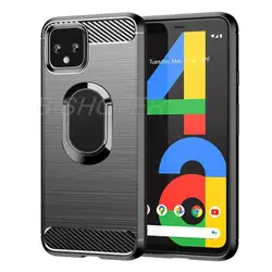 Brushed Carbon Fiber Silicone Case For Google Pixel 4 4A 4XL 3a 3aXL Pixel 4 Pixel 3 3xl XL Magnetic Stand Protective Cover
