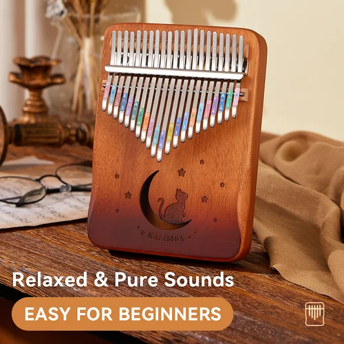 Byla Juego de Kalimba de piano de pulgar de gato de 21 teclas - Piano de dedo apto para principiantes, regalo de cumpleaños perfecto Accesorios para piano Regalo de piano