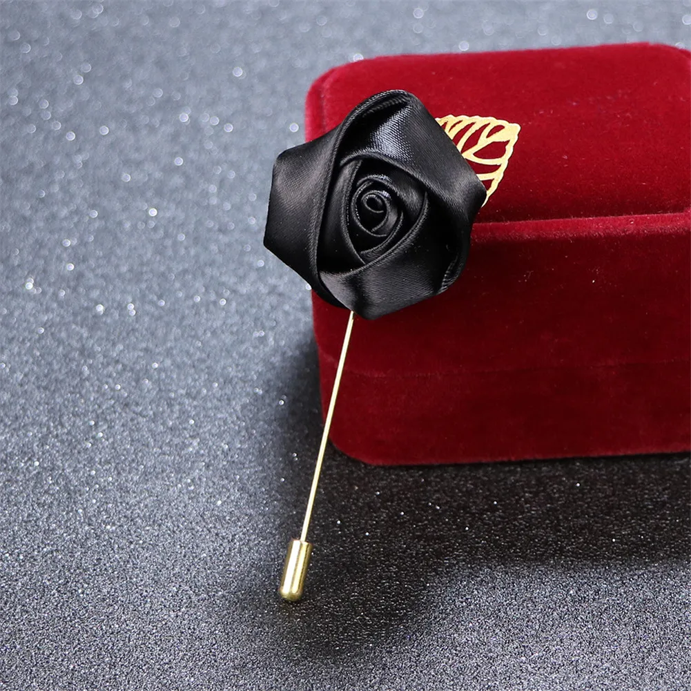 Groomsmen Boutonniere Wedding Corsage Men Brooch Pin Men Suit Rose Flower Brooches Canvas Fabric Ribbon Tie Pins Clothing Dress