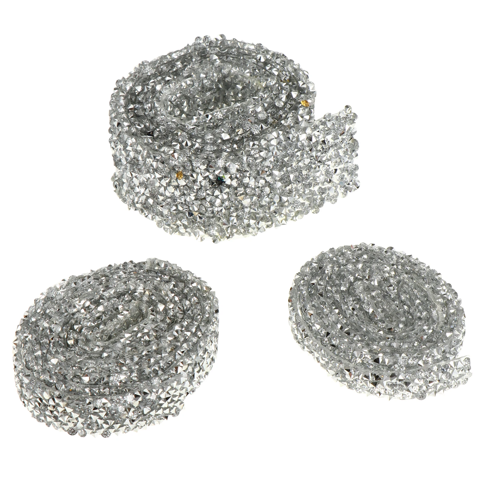 

3 Pcs Rhinestone Belt Crystal Sparkling Tape Durable Glittering Trimming Ribbon Decoration