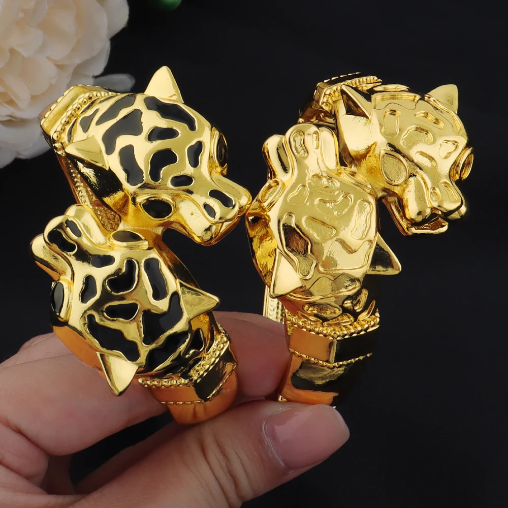 

Gold Color Leopard Bangles Ring High Quality Fashion Animal Jewelry For Women Girl Party Jewelry Accessories Wholesale