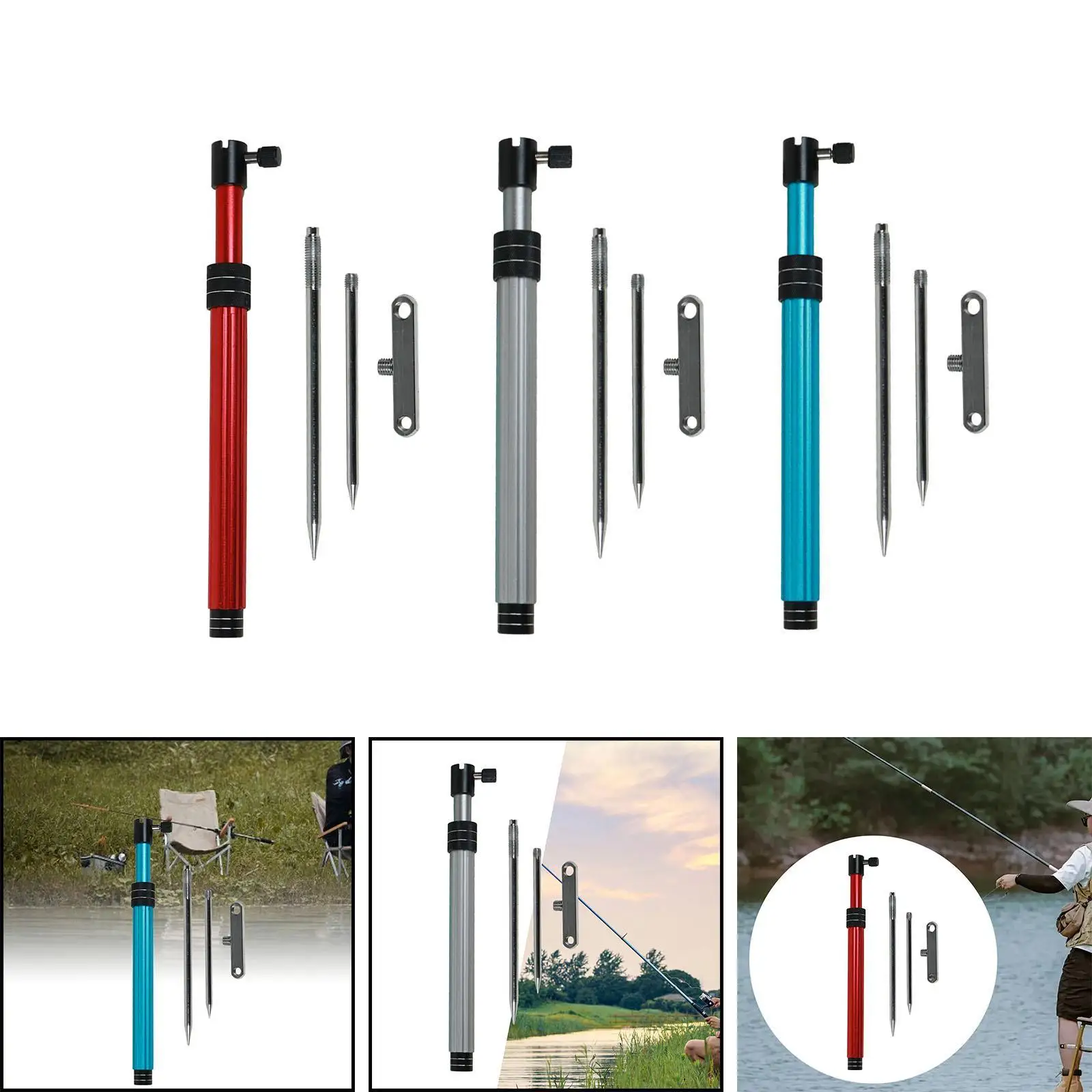 Fishing Rod Pole Holder Ground Fishing Rack Multifunctional Stable Foldable Adjustable Height Fishing Rod Stand for River Sea