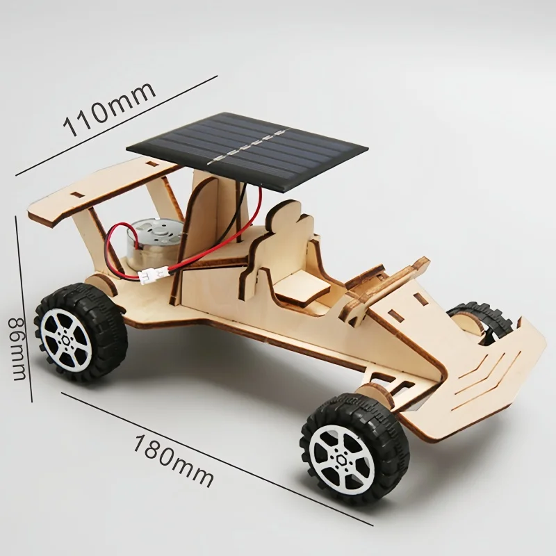 Solar Racing Car Exploration Vehicle Children's Diy Hand-Assembled Model Diy 3d Wooden Puzzle Science And Education Toys