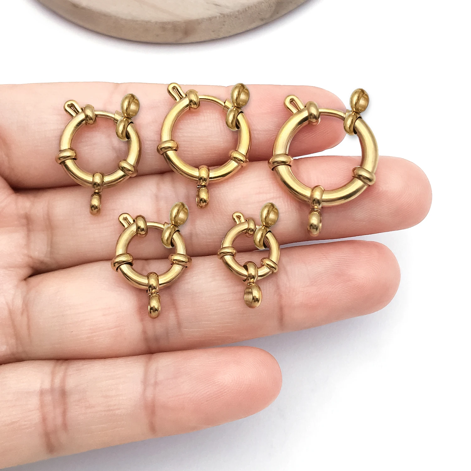 2pcs Stainless Steel Round Claw Spring Hook Clasp Lobster Clasp Connectors for DIY Bracelet Necklace Jewelry Making Accessories