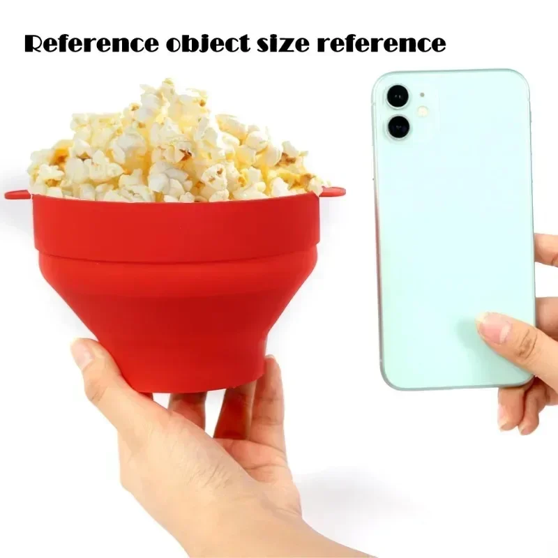 Microwave Popcorn Bowl Bucket Popcorn Maker with Lid Silicone DIY Chips Fruit Bowl Collapsible Bowl Multifunction Kitchen Tools