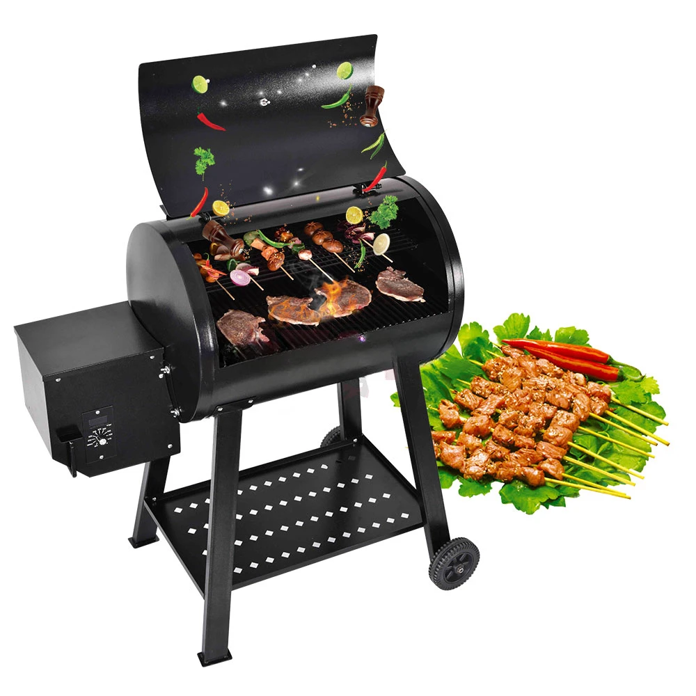 Heavy Duty Trolley Wood Pellet Charcoal BBQ Smoker Grills Backyard Barbecur Grill For Camping