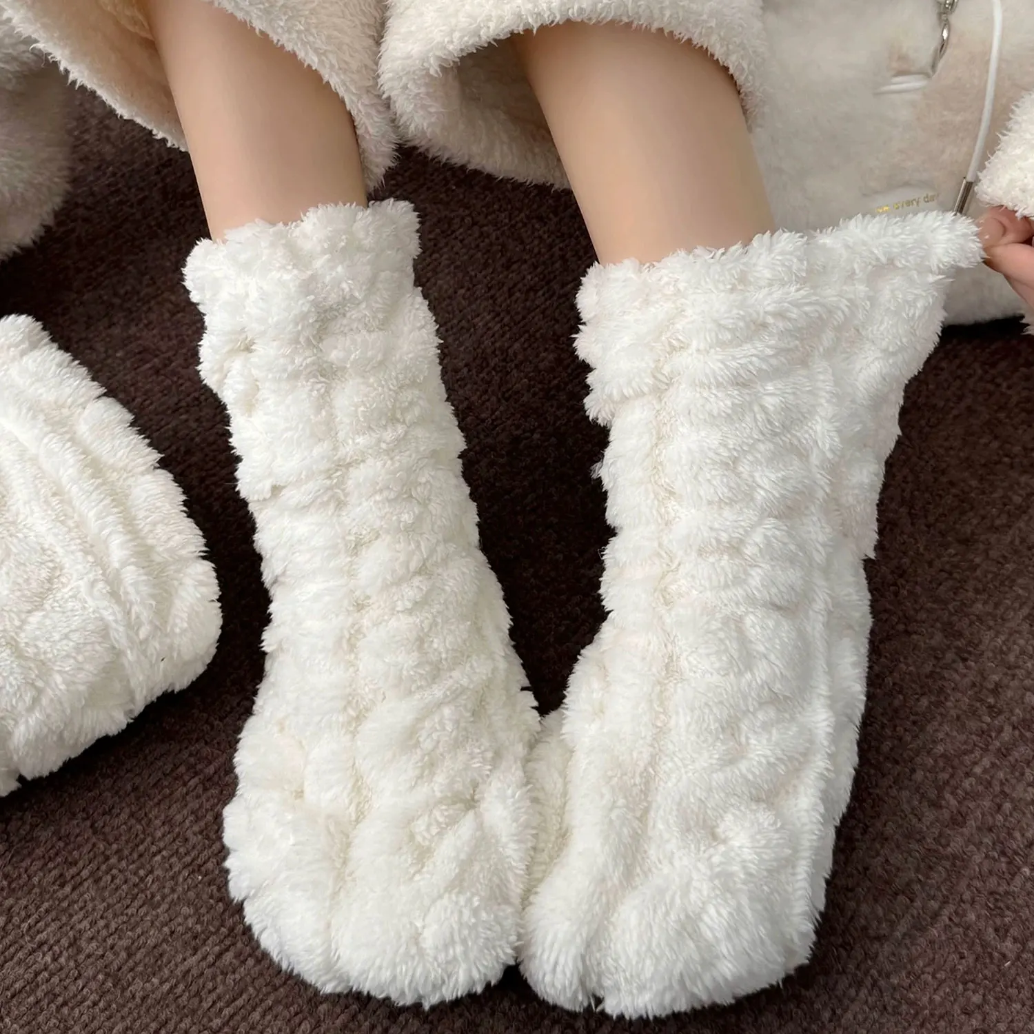 

Thickened Thermal Women Mens Slipper Socks New Winter Warm Coral Fleece Home Sleeping Soft Non Slip Grip Fuzzy Floor Sock Fluffy