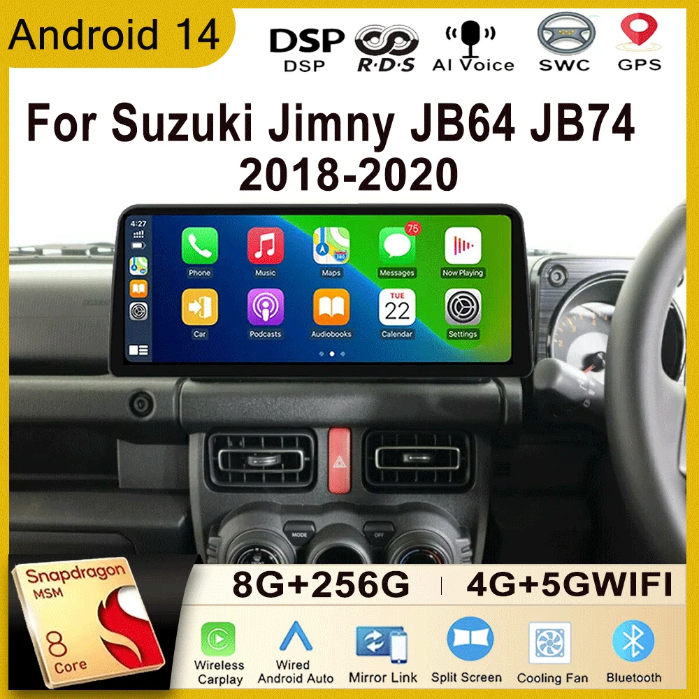 12.3 Inch For Suzuki Jimny JB64 JB74 2018 - 2020 Android 14 Multimedia Video Player Car Radio Stereo GPS Navigation Carplay WIFI