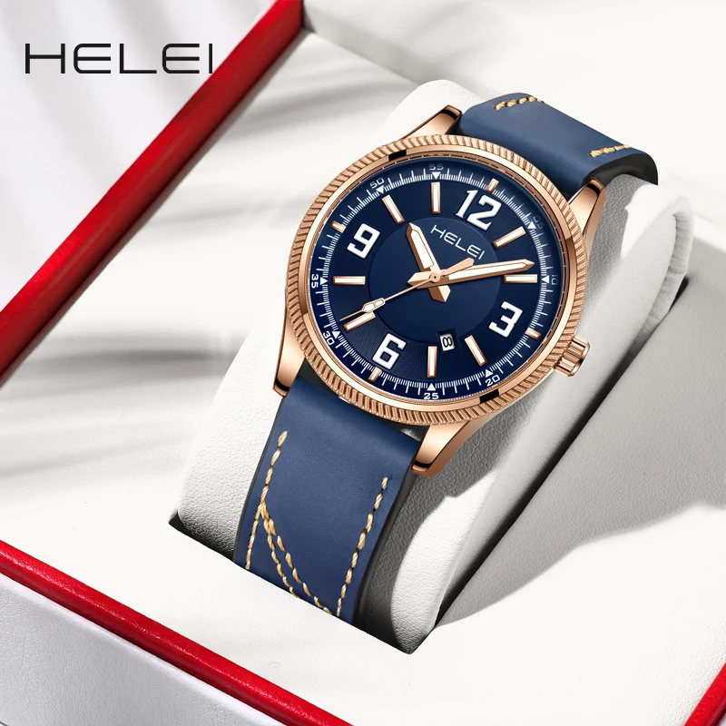 대형 디지털 다이얼 남성용 쿼츠 시계, 방수 손목시계, 오리지널 브랜드, HELEI2024 인기 모델