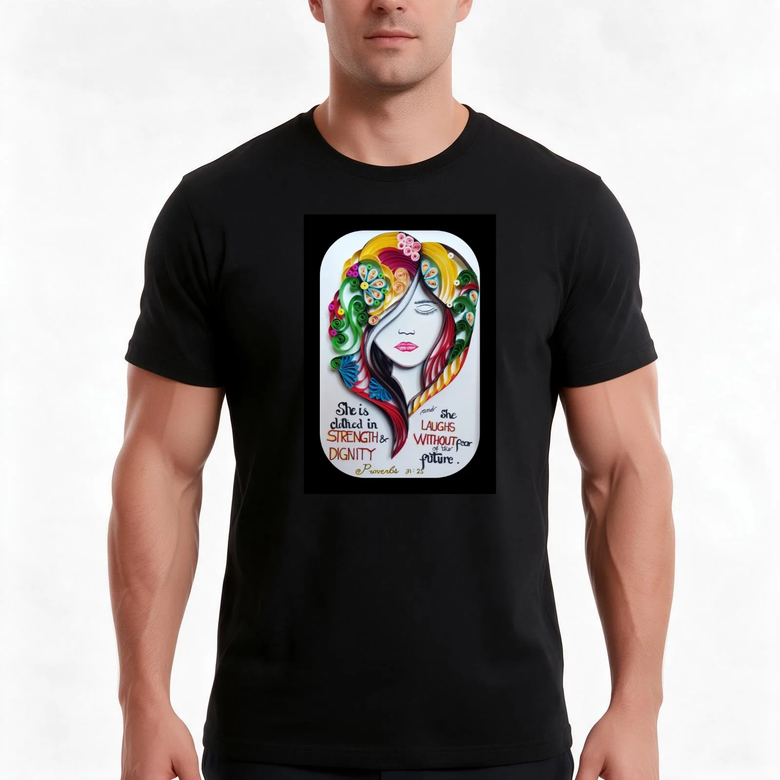 Quilling Woman's Face - empowering women T-Shirt, Summer Casual Cotton Tee, Oversized Streetwear Tops, Vintage Graphic Print