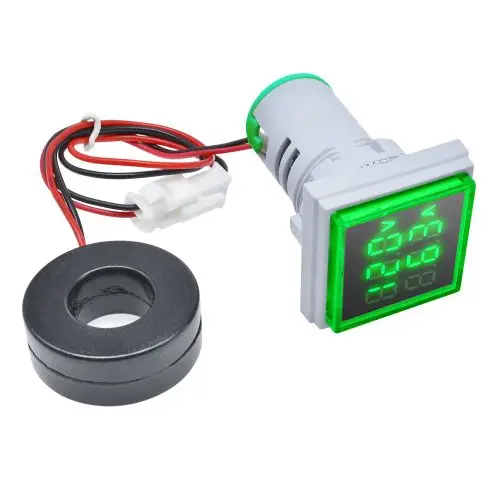 AC 50-380V LED Display Voltmeter Voltage Tester Current Detector Square Dual Display Panel Voltmeter Ammeter Meter Indicator