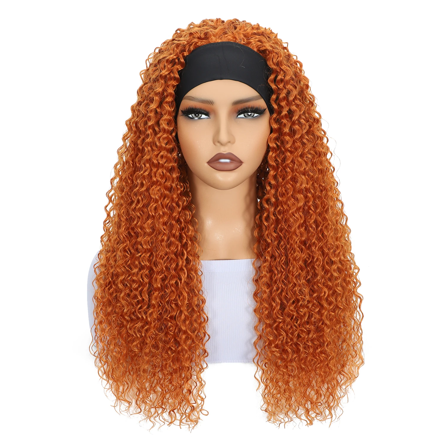 

Женский парик-повязка на голову с мягкими синтетическими волосами, свободными локонами, без кружевной основы, подходит для женщин, машинное изготовление без клея, предварительно сформированные волны, 26 дюймов