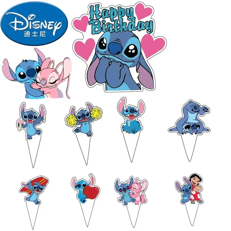 

25pcs/set Disney Lilo & Stitch Cake Topper Cute Cartoon Stitch Insert Children's Birthday Party Cake Decoration for Kids Gifts