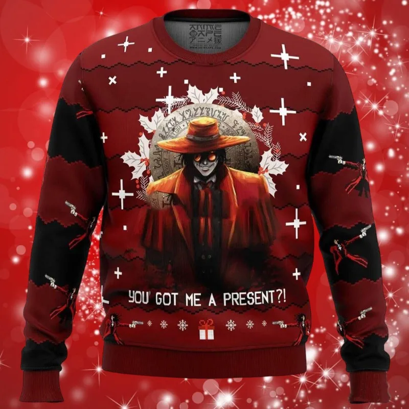 Christmas sweater 2026 New Year sweater, skull 3D round neck buttonless design for couples, Halloween fun sweater
