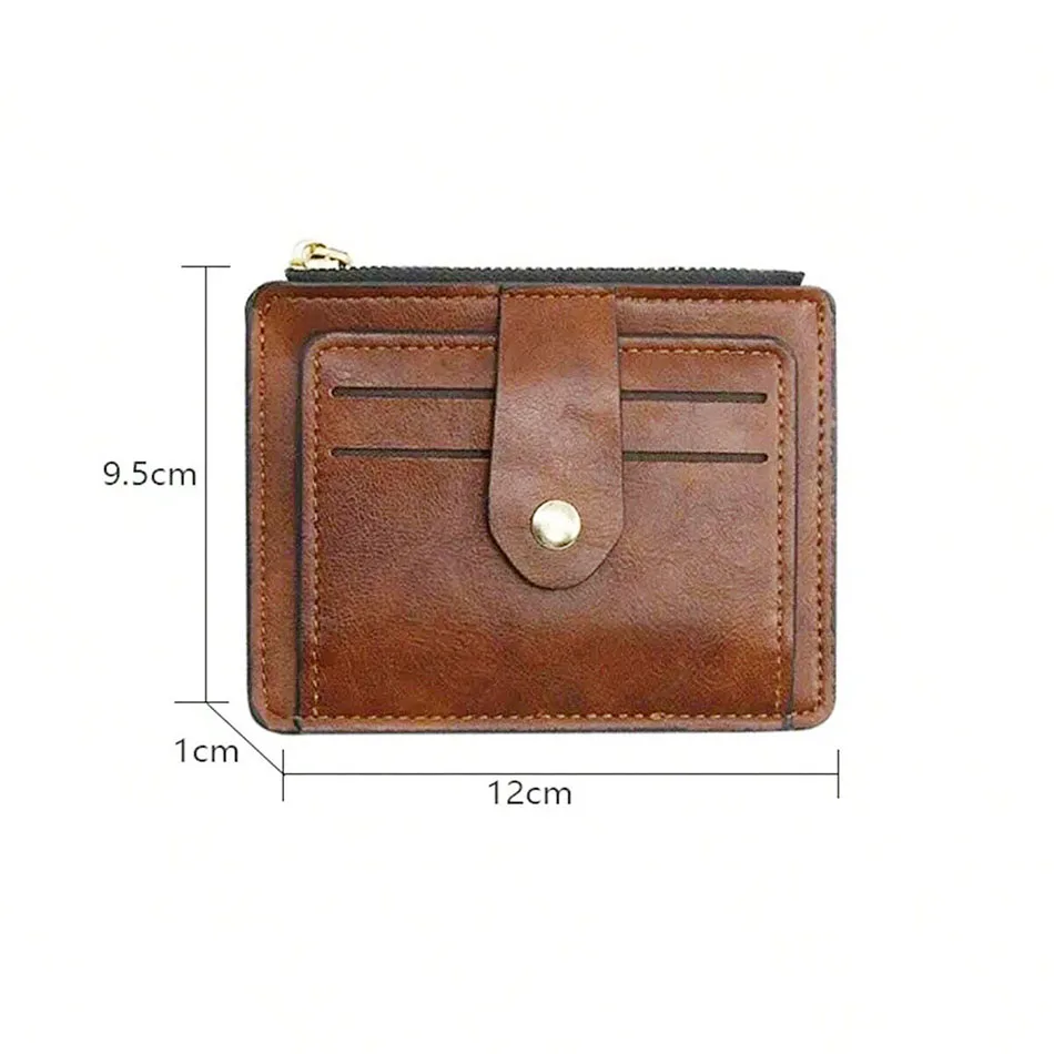 Men  credit  card holder Pu Leather Wallet Zipper Coin Pocket Card Case Purse credit  card holder for men and women