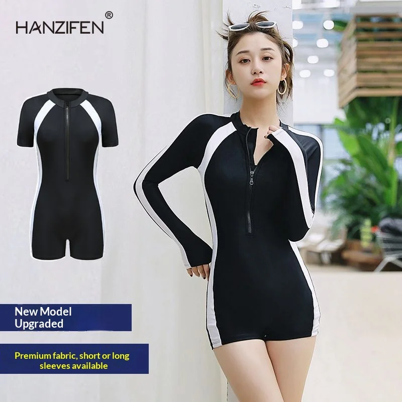 Women's Professional Modest One-Piece Swimwear: New Arrival Hot Spring Swimwear, Long-Sleeve and Short-Sleeve Options for Women