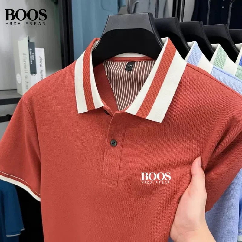 

New men's high-quality short sleeved polo shirt, summer fashion, casual, cool and breathable top