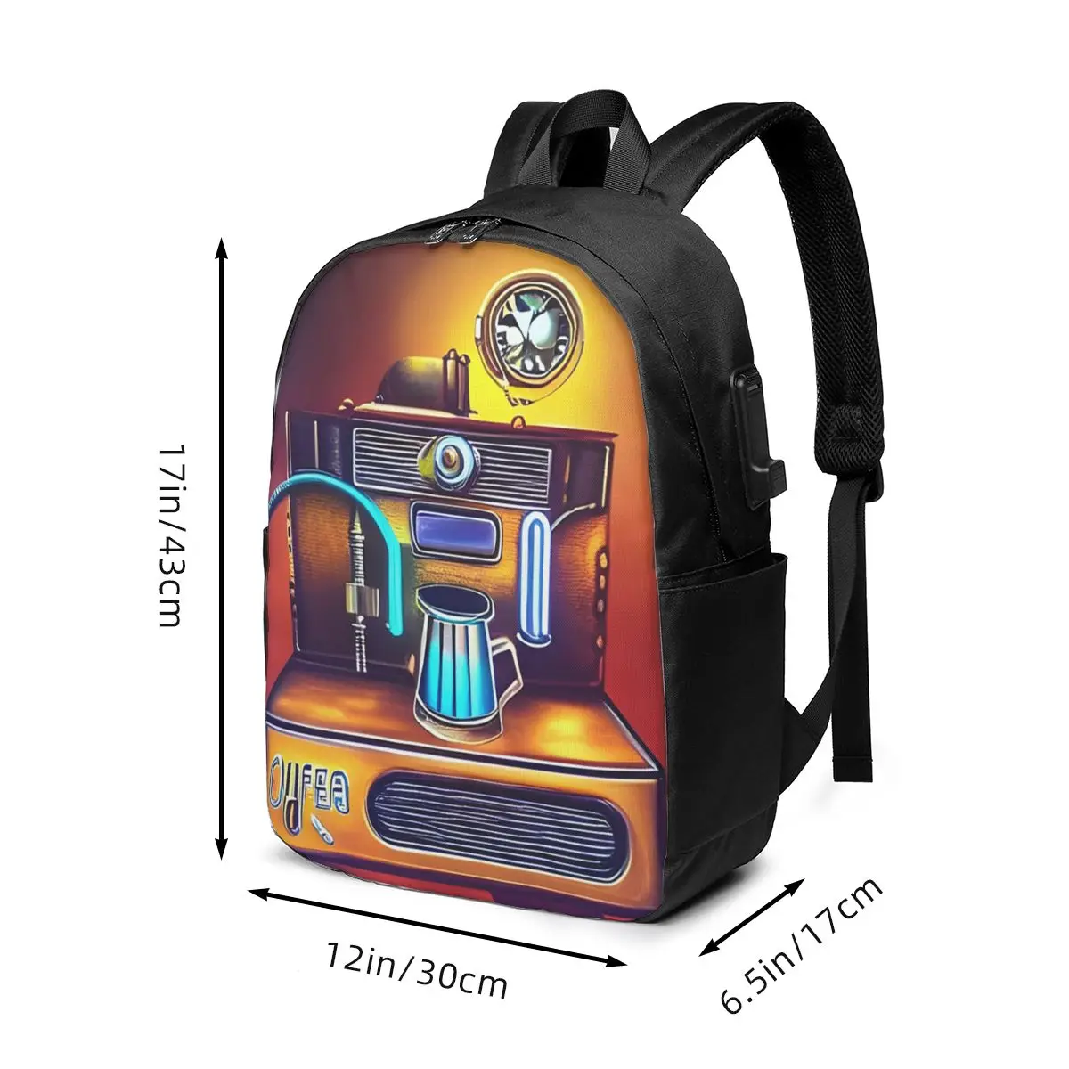 Vintage Coffee Machine And Espresso Bar Backpack Travel Notebook Bag Computer College Student School Bag Laptop Shoulder Bags