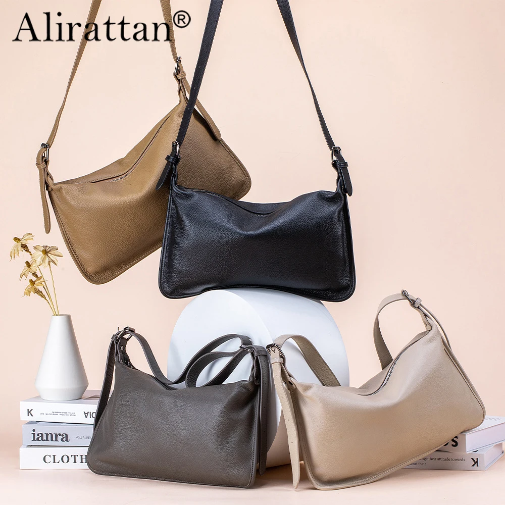 

Alirattan 2026, новая текстурированная версия из воловьей кожи, сумка через плечо, универсальная сумка через плечо, дорожная сумка большой вместимости