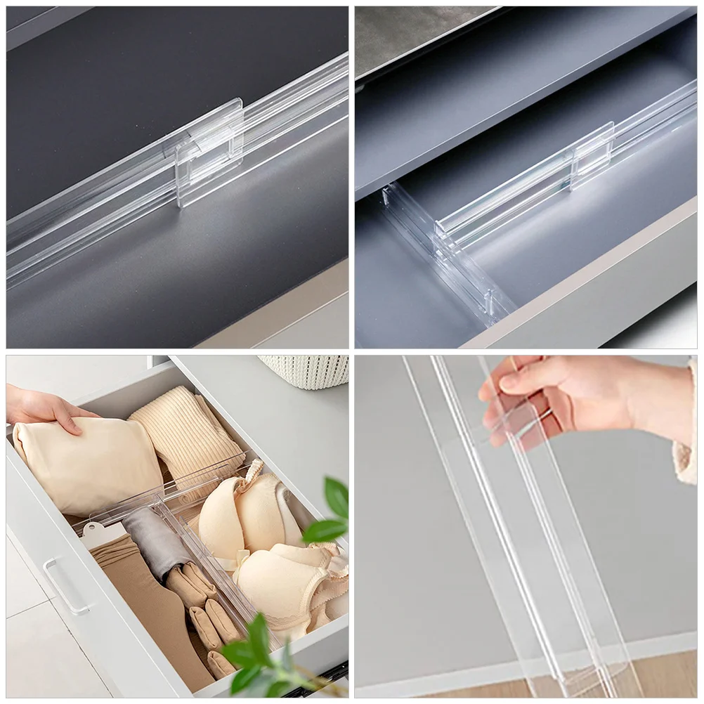 4 قطعة لوحات تقسيم الأدراج مقسم بلاستيكي قابل للتعديل لفواصل أدراج الملابس منظم قابل للسحب الملابس الداخلية الجوارب #3