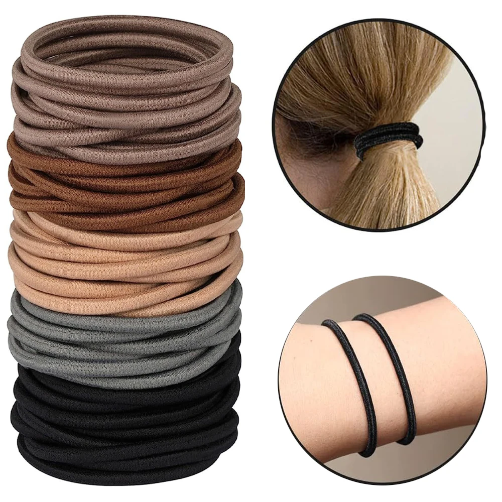 10/30/50Pcs No Damage Elastics Rubber Bands Hair Ties For Thick Curly Hair Ponytail Holders Hair Elastic Band Men Women Girls