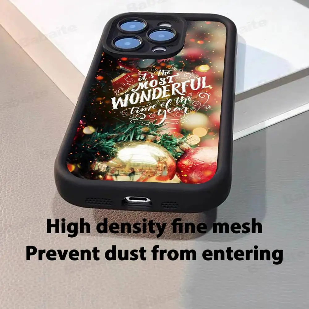 عيد ميلاد سعيد شجرة جراب هاتف آيفون 17 16 15 14 13 12 11 برو ماكس زائد أسود تغطية كاملة لينة للصدمات غطاء الهاتف #2