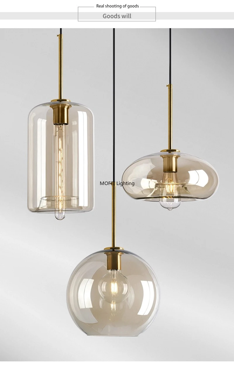Art Industrial Retro E27 Glass Pendant Light Nordic Loft Chandelier Kitchen Restaurant Minimalist Hanging Lamp Suspension LED