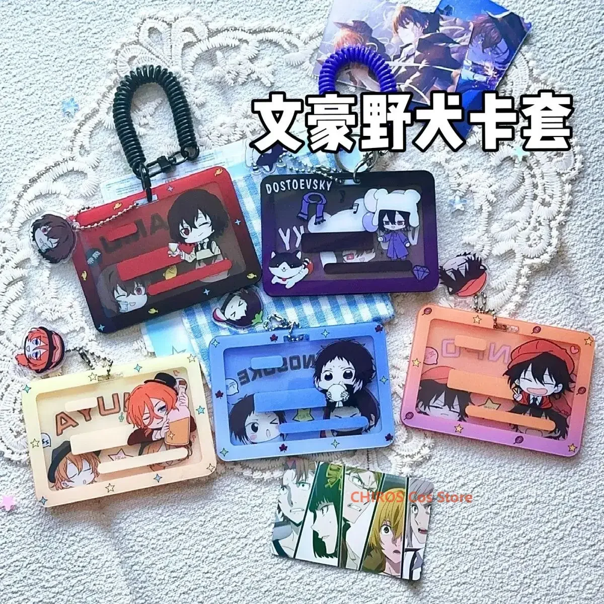 Bungo Stray Dogs Anime Dostoevsky Nakahara Chuya Fruit Gorrie Acrylic School Hard Case Card Lanyard Card Cover Pendant Gift