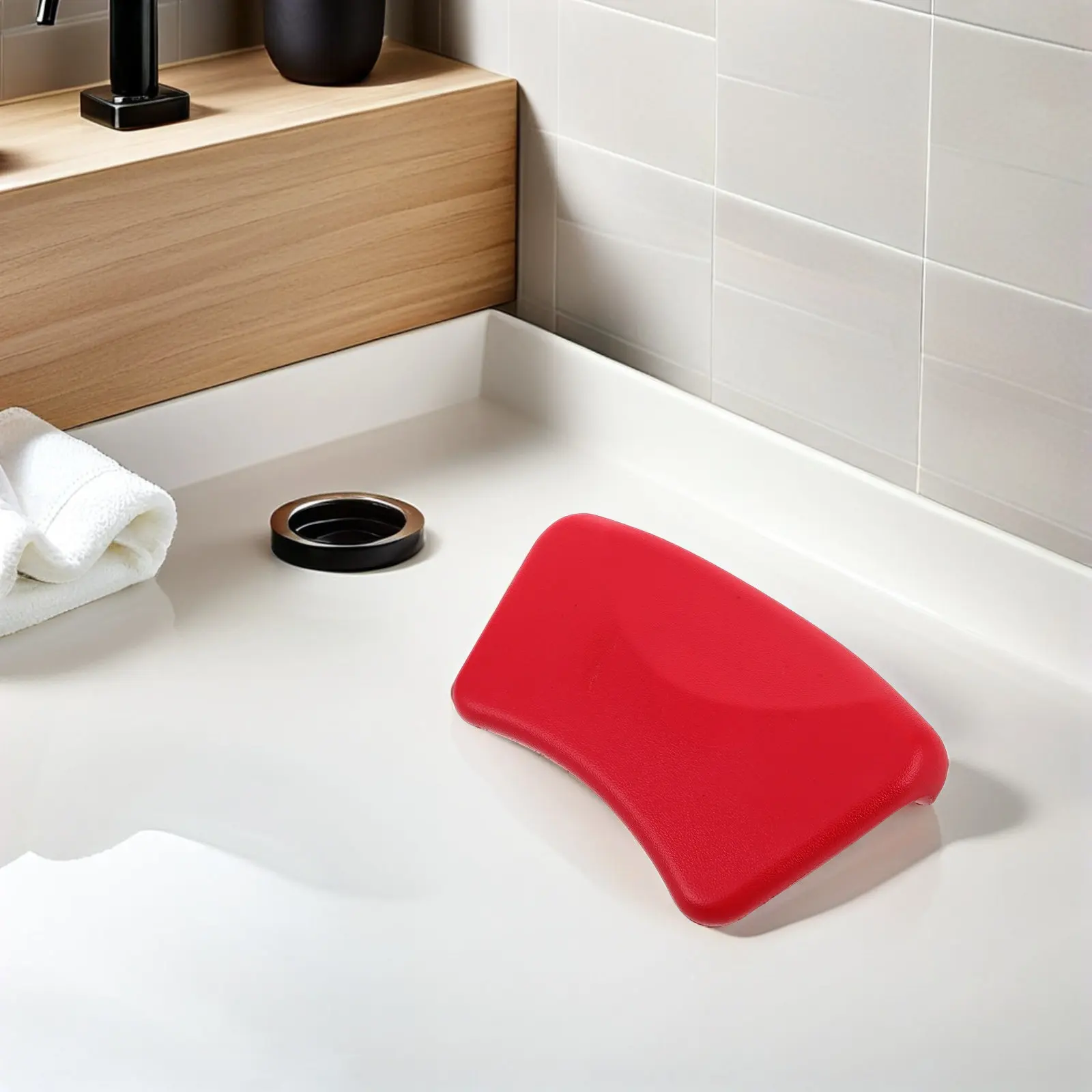 Bath Pillow Bathtub Waterproof Neck Support Cushion Red Non Slip Full Body Tub Pillow Soaking Spa Relaxing Full Body Tub Cushion