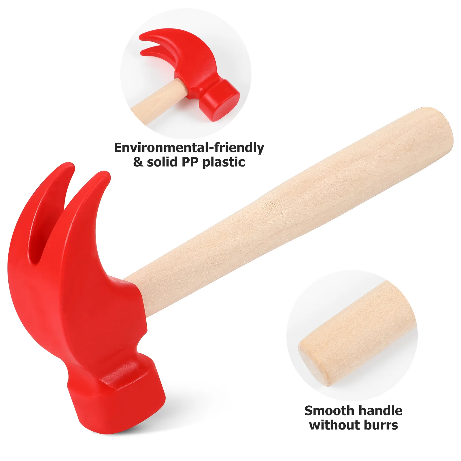 Simulated Small Wooden Hammer Children Kids Tools Maintenance Toy Handled Hammers Wood-handled Toddler