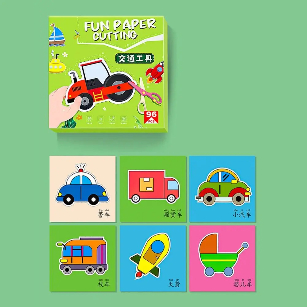 متعدد الألوان قطع الورق الحرفية اللعب 96 قطعة/المجموعة الكرتون تصميم متعة قطع الورق لعبة تلوين الحرفية اليدوية ورقة ورقة الفن لعب لعبة