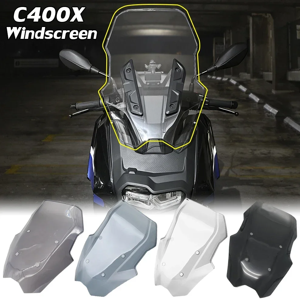 C400X Windscreen Windshield Wind Deflector For BMW C400 X C 400X 2018-21 2022 2023 2024 Motorcycle Touring Screen Double Bubble