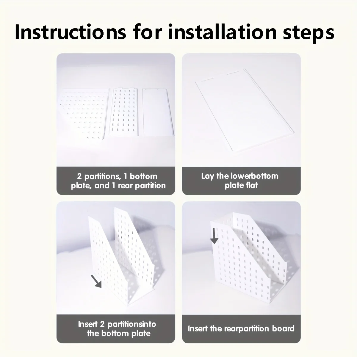 قطعة واحدة من منظم تخزين سطح المكتب البلاستيكي الأبيض مع مقصورات مفتوحة الوجه - حاملات صندوق ملفات متينة شديدة التحمل للمكتب