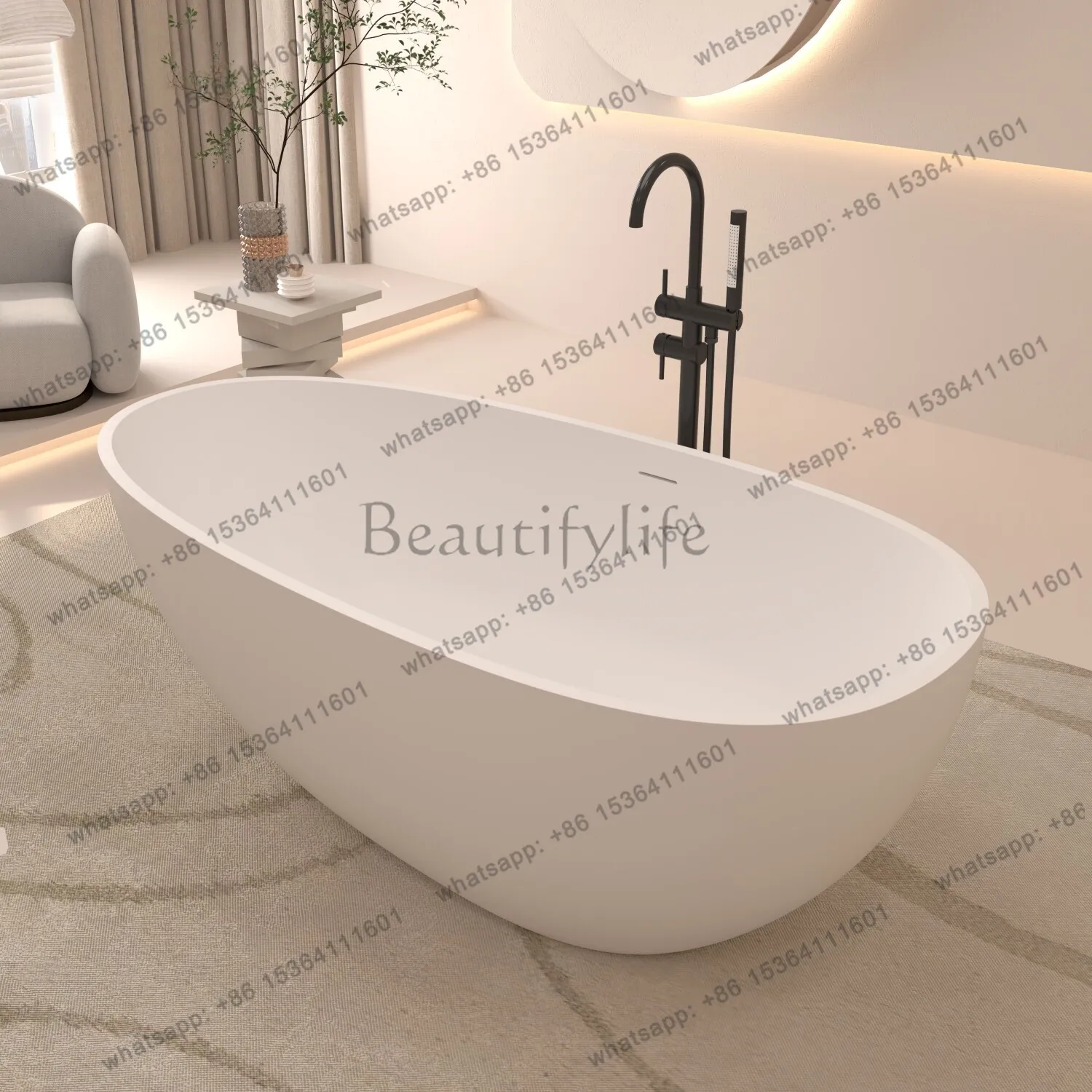 

Free-standing artificial stone bathtub B & B hotel villa large-capacity household bath