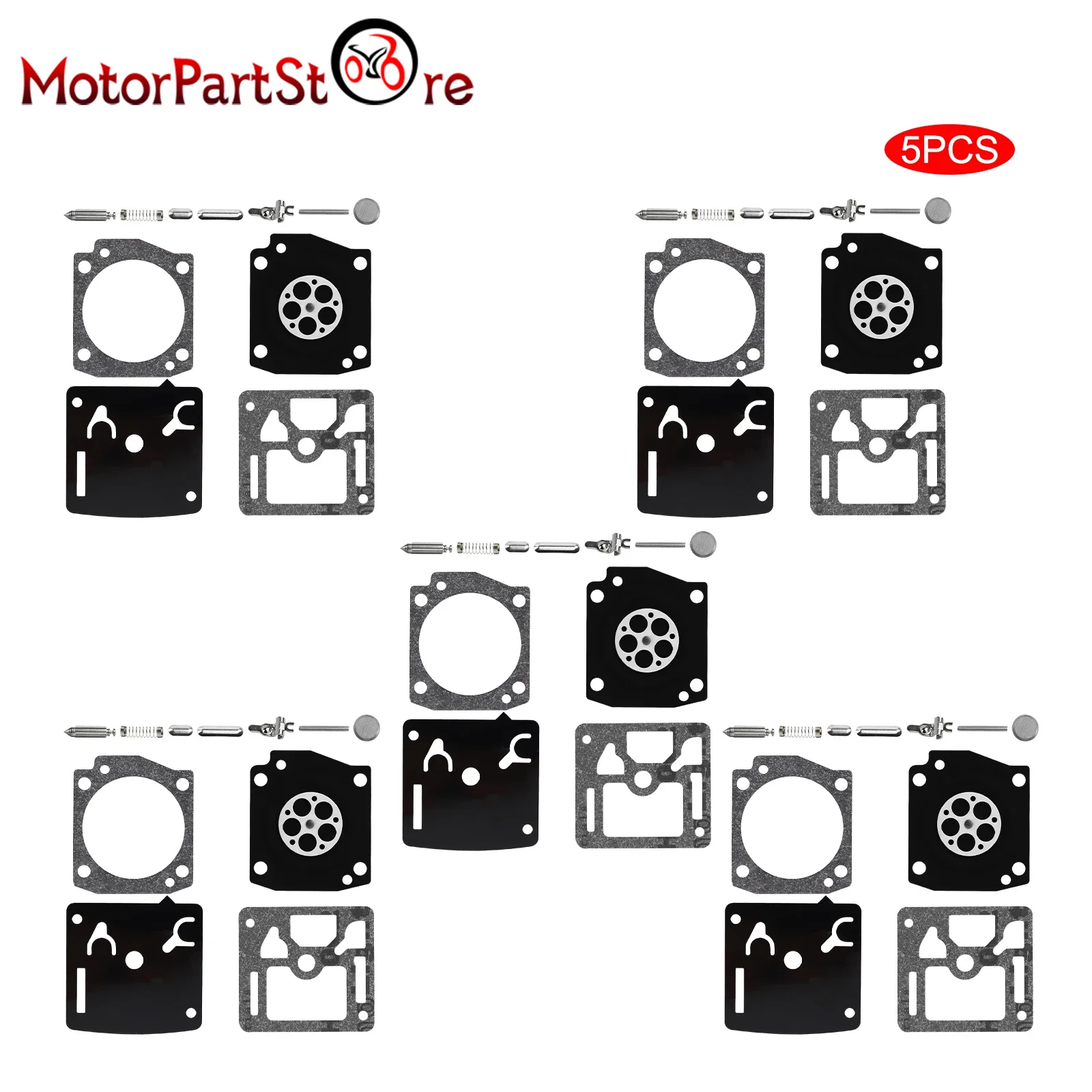 5 Sets Carburetor Repair Rebuild Kit for Husqvarna 340 345 346 350 351 353 Diaphragm Gasket Needle