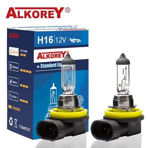 Alkorey 2PCS H16 12V 19W PGJ19-3 기본 3350K 명확한 자동 헤드 라이트 전구 따뜻한 흰색 자동차 안개 조명 운전 램프 할로겐 램프
